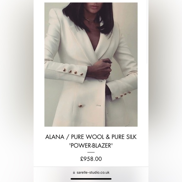 2 NWT Alana Black & Ivory Wool & Silk Gold Button Padded Shoulder Lined Blazers
